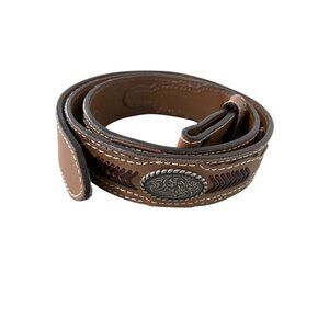 Western Tooled Faux Leather Belt Size 42 Brown Concho Rodeo Ranch Farm No Buckle